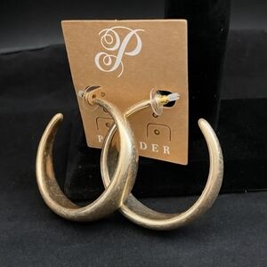 Plunder Polished Gold Hoop Earrings